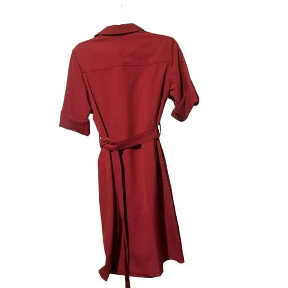 Sharagano Zip Front Dress with Gold Accents - Picture 2 of 7